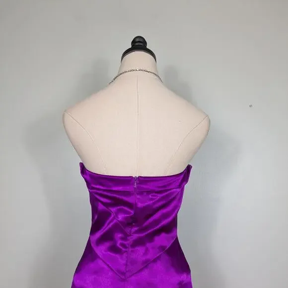Vintage Prom Dress Maxi Ball Gown 4 Purple Y2K Glam Flirt Sottero Strapless Hoco